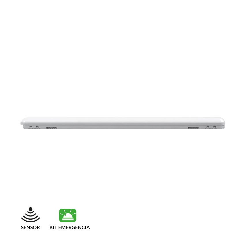 Pantalla_Sensor-Kit-Emergencia_120cm_PerfilL.jpg PANTALLA ESTANCA LED CON SENSOR Y KIT DE EMERGENCIA | 120CM | 40W | 6000lm | 120º | 6000K - Imagen 1